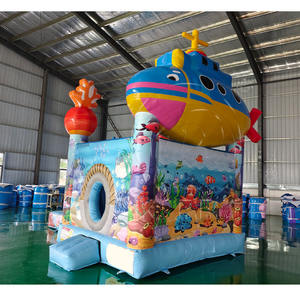Château gonflable commercial KARRY Kids Moon Blue Underwater World Theme en PVC pour 5 à 10 passagers en vente - Product Image 1