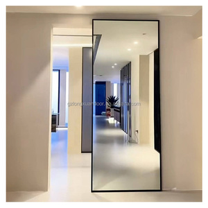 <span class=keywords><strong>Porte</strong></span> <span class=keywords><strong>coulissante</strong></span> en aluminium à rail dissimulé, design moderne, avec miroir en verre, pour <span class=keywords><strong>placard</strong></span> - Product Image 1