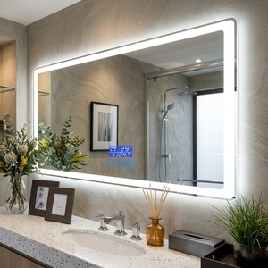 Espejo de Baño LED Inteligente Moderno SAA con Reloj Digital, Temperatura, Antivaho, Retroiluminación Regulable para Hotel OEM - Product Image 2