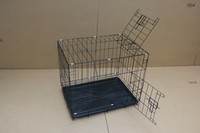 Cage à chien pliable de luxe en métal avec doubles portes, loquets coulissants sécurisés, plateau en plastique étanche