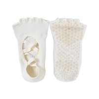 Chaussettes de Pilates en gros OEM en coton, chaussettes de yoga mi-mollet personnalisables avec logo, colorées, antidérapantes, coussinées pour la gym et le Pilates, idéales pour l'exercice d'automne