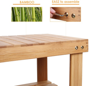 2022 Cabinet Bamboo <strong>Shoe</strong> Rack <strong>Bench</strong> With 2 Tiers Shelves Display <strong>Storage</strong> and Organizer for Bedroom, Entryway, <strong>Hallway</strong> - Product Image 2