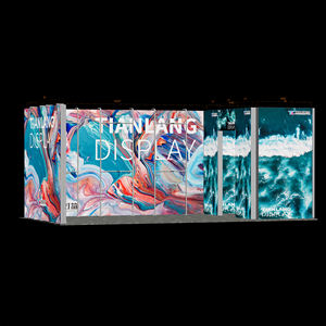 Stand de Exhibición Mega Corner Personalizado con Caja de Luz SEG, Panel Trasero Multipanel con Diseño de Olas Oceánicas y Textura de Mármol - Product Image 5