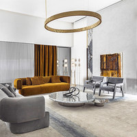 Design italien CC-Table basse ronde moderne ondulée en verre cristal avec base ronde en acier inoxydable