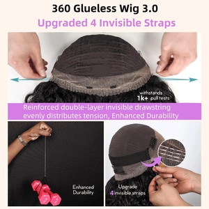 Perruque frontale en dentelle HD 360 invisible, effet peau, cheveux humains, ondulations naturelles, <span class=keywords><strong>sans</strong></span> colle, pré-épilée, pré-coupée, nœuds décolorés, petite taille, frontale complète - Product Image 4