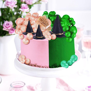 Ychon, superventas, suministro <span class=keywords><strong>de</strong></span> fiesta <span class=keywords><strong>de</strong></span> cumpleaños con temática <span class=keywords><strong>de</strong></span> bruja, bola rosa brillante y verde, sombrero <span class=keywords><strong>de</strong></span> mago, suministro <span class=keywords><strong>de</strong></span> pastel para fiesta <span class=keywords><strong>de</strong></span> cumpleaños - Product Image 4