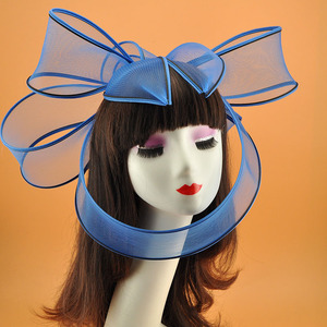 Cerimonia delle signore del giorno di fantasia blu nero <span class=keywords><strong>rosso</strong></span> grande capelli fascinators formale <span class=keywords><strong>cappello</strong></span> da chiesa per le donne copricapo della sposa fasce per la testa - Product Image 3