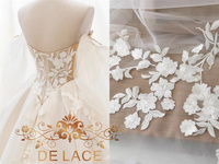 DELACE SXGN Paires de fleurs brodées floristiques délicates paillettes brillantes accessoires de robe de mariée tissu en maille