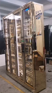 Enfriador de vino de puerta abierta de acero inoxidable dorado de lujo con estante para copas de vino - Product Image 3