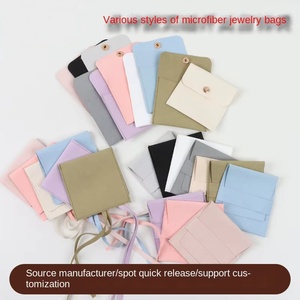 Bolsa de Joyería de Microfibra de Doble Cara, Estilo Lujoso, con Cinta y Botón, de Terciopelo Cepillado - Product Image 3