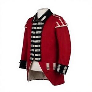 Manteau long en laine rouge pour homme, style historique, simple boutonnage, sur mesure - Product Image 4