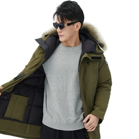 Nouvelle parka d'hiver chaude en duvet d'oie de haute qualité avec logo personnalisé Canada, rembourrage extérieur et col en fourrure avec capuche
