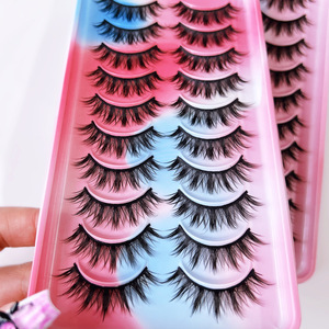 Faux cils 3D volumineux et spectaculaires, bande complète réutilisable, fabriqués à la machine, style thaïlandais, effet yeux grands et anime, pour maquillage des yeux - Product Image 3