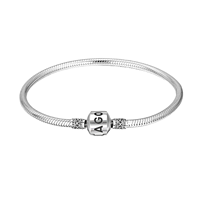 Bracelet tendance en argent sterling 925 avec chaîne serpent, fermoir à perles personnalisable, bracelet jonc pour femme, prêt pour les breloques
