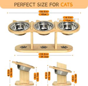 Bols <span class=keywords><strong>pour</strong></span> chats Bols de nourriture <span class=keywords><strong>pour</strong></span> chats surélevés Hauteur réglable Bol à nourriture et à eau avec étagère - Product Image 6