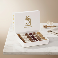 Boîtes rigides en carton pour chocolats et pralines personnalisés, emballage de luxe, gaufrage, pelliculage brillant, orange, recyclable, qualité alimentaire