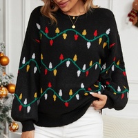 Service OEM Pull de Noël moche pour femme avec lumières colorées, prêt à être expédié pour cadeau de fêtes