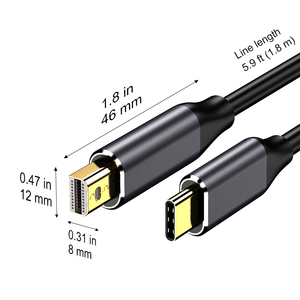 <span class=keywords><strong>C</strong></span>âble adaptateur OEM 1.8m <span class=keywords><strong>Mini</strong></span> <span class=keywords><strong>DisplayPort</strong></span> <span class=keywords><strong>USB</strong></span> Type <span class=keywords><strong>C</strong></span> 4K 60Hz vidéo pour MacBook Air Pro <span class=keywords><strong>Mini</strong></span> DP Display Port - Product Image 1