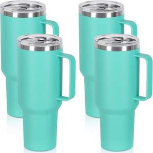 Gobelet isotherme premium en acier inoxydable de 40 oz avec poignée et paille, anti-fuite, pour le bureau, la salle de sport et l'extérieur - Product Image 1