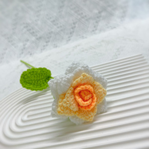 Trang Trí Nội Thất Món Quà Bán Buôn Dệt Hoa Dệt Tay Crochet Len <span class=keywords><strong>Red</strong></span> Rose Nhân Tạo Hoa Cho Bó Hoa - Product Image 5