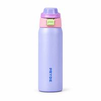 Bouteille d'eau sport isotherme en acier inoxydable 316 de 600 ml avec couvercle à ouverture rapide, anti-fuite, anneau de transport, pour extérieur, gym, voyage