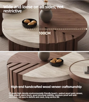 Table basse moderne carrée en bois et verre technologique avec étagère de rangement pour mobilier de salon personnalisé