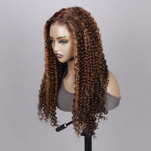 Parrucche Foxen da <span class=keywords><strong>30</strong></span> Pollici Senza Colla con Frontale in Pizzo per Donne Nere, Parrucca Frontale in Pizzo HD 13x4, 100% Capelli Umani Vergini, Parrucca Ondulata Profonda con Highlights - Product Image 2