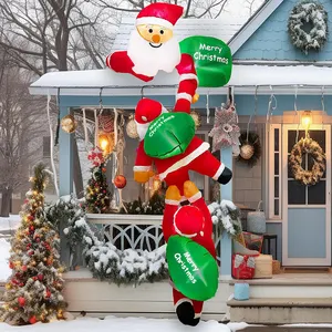 Newly Unique Design Outdoor Ornaments For Christmas Inflatable Three Santa Claus Climbing Wall Christmas Inflatable Decoration