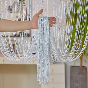 Cortina Decorativa de Perlas 1x2M Directa de Fábrica, Cortina Plateada para Boda sin Perforaciones, Línea de Separación para Sala de Estar, Venta Transfronteriza - Product Image 3