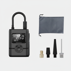 Gonfleur de pneus numérique portable 12V, monocylindre, en plastique noir, compact, pour voiture et moto, avec jauge de pression et sac de transport - Product Image 4