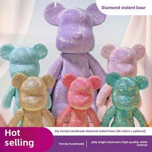 Elarve 18Cm Diy Ornament Handmade Violent Bear Enamel <b>Doll</b> With Sticky Diamond Material Paints Included - Product Image 2