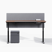 Bureau moderne convertible assis-debout, réglable en hauteur électriquement, 3 niveaux, avec mémoire de position, plateau en bois, structure métallique et rangement