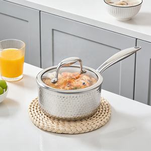 Casseroles à induction, casserole en acier inoxydable triple couche avec couvercle en verre - Product Image 5