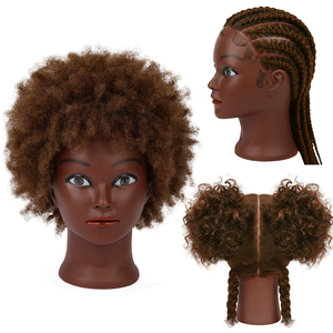Tête de Mannequin Professionnelle 100% Cheveux Humains pour Coiffure Afro, Tressage et Entraînement de Barbier avec Cheveux Naturels - Product Image 1