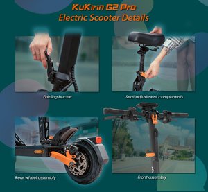 Nouvelle Version 2026 Trottinette Kukirin Pro avec Pneus Tubeless 9 Pouces, Charge 120kg, Siège Inclus, Produit Phare 2026 Nouvelle Version Maxium - Product Image 6