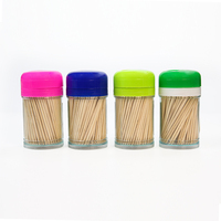Cure-dents jetables en bambou avec flacons en plastique