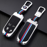 Accessoires de voiture Alliage de zinc + Silicone Housse de clé de voiture Housse de sac de clé intelligente Convient pour Jeep Dodge Fiat Chrysler
