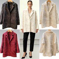 Blazer court plissé beige de luxe, minimaliste, à bouton unique, col à revers, veste de bureau élégante et discrète pour femme