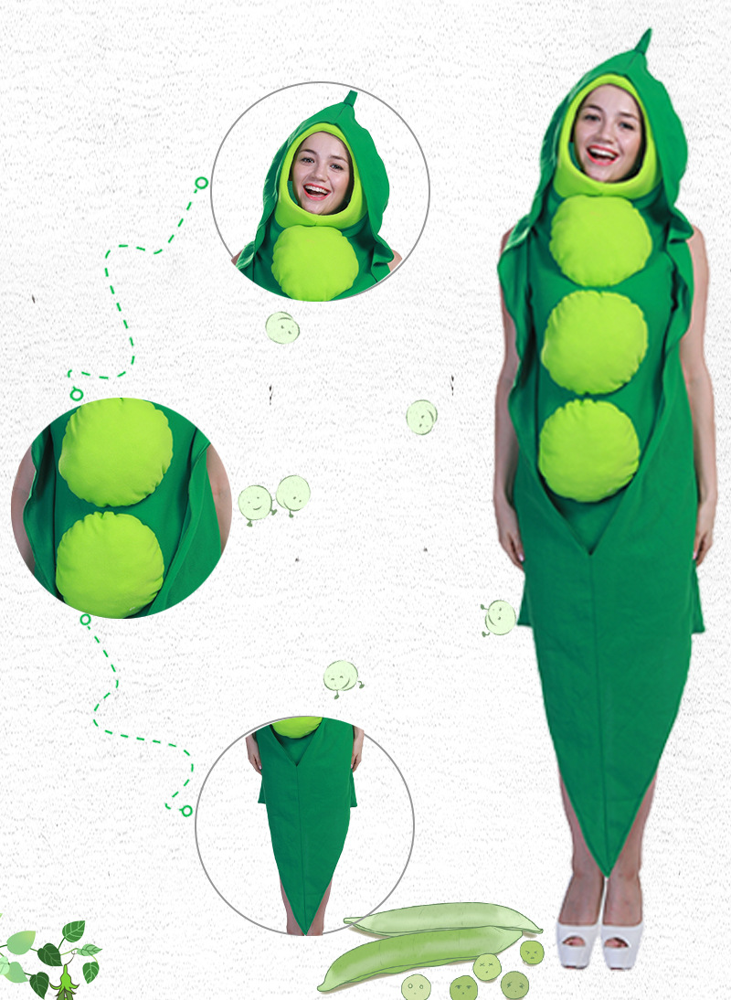 green emerald velvet dress Green Peas Hari Matar Vegetable Kids Fancy Dress Costume main image 0