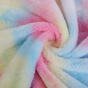 Chất Lượng Cao Dệt Kim In 100% Polyester Cầu Vồng Lông Da <span class=keywords><strong>Tie</strong></span>-<span class=keywords><strong>Dye</strong></span> In Thỏ Giả Lông Thú Sang Trọng Vải Cho Hàng May Mặc - Product Image 3