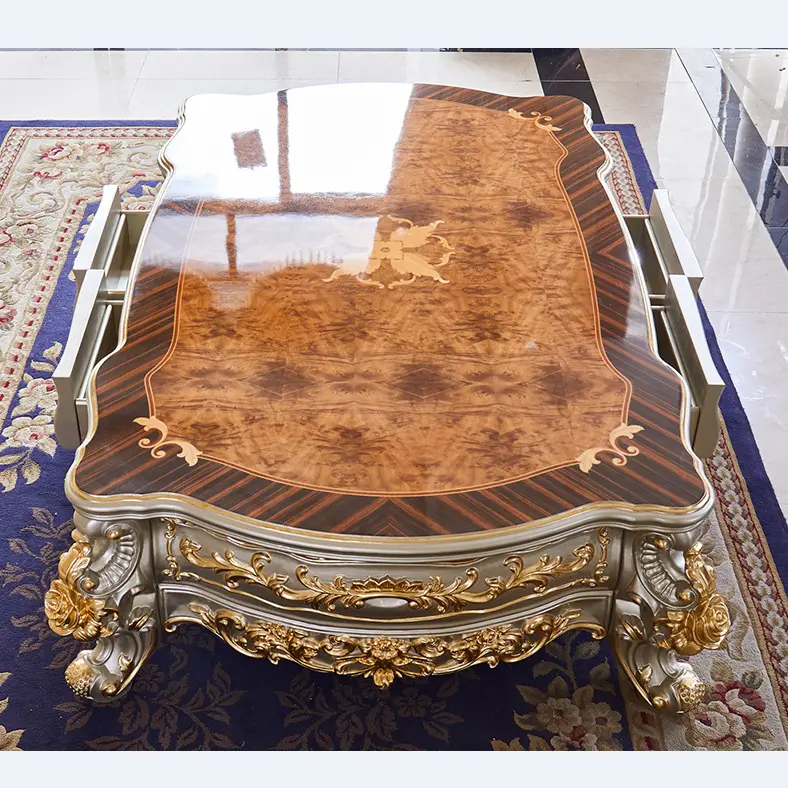 Tavolo da centro in legno massello di lusso antico in stile americano di pregevole fattura tavolino da caffè europeo in rovere Set mobili da soggiorno