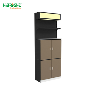 رف نبيذ قائم بذاته متين من الفولاذ والخشب مع إضاءة - Product Image 3