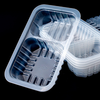 Boîte en plastique rectangulaire de 800ml avec 2 compartiments en matériau PET PP pour fruits légumes surgelés et emballage de viande