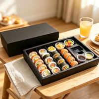 Boîte de transport rectangulaire ESTICK pour sushis, personnalisable, en carton alimentaire de qualité supérieure, avec couvercle à charnière et compartiments, vente en gros, style japonais