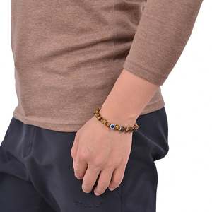 Wholesale Wealth Good Luck Turkey Evil Eyes <b>Men</b> 8 mm Frosted Agate Tiger Eye Stone <b>Bracelet</b> for Friendship Gifts - Product Image 6