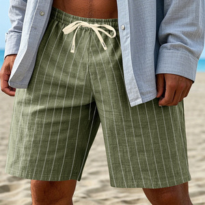 Cross-border Shine Casual Fashion Solid Normcore/Minimalist Drawstring Flax <strong>Shorts</strong> Elastic Trendy Men's - Product Image 2