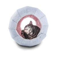 Kandang Felt Kreatif untuk Semua Musim, Kandang Kucing Berbulu Semi-tertutup Dapat Dicuci