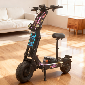 Trottinette électrique pliable Geofought 72V à double moteur, batterie lithium 40-100ah, autonomie 100-300km, pneus larges 13/14 pouces pour adultes - Product Image 1