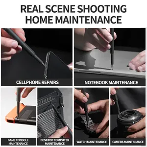 Herramientas de mano Desbloqueo Equipo abierto Teléfono móvil Juego de destornilladores de precisión 25 en 1 Aleación de aluminio multiusos Gris 28PCs - Product Image 5
