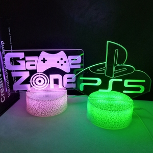 게임 룸 데스크 야간 조명 장식 맞춤형 <span class=keywords><strong>RGB</strong></span> 7 색 LED베이스 3D 환상 애니메이션 아크릴 3D 야간 조명 - Product Image 1